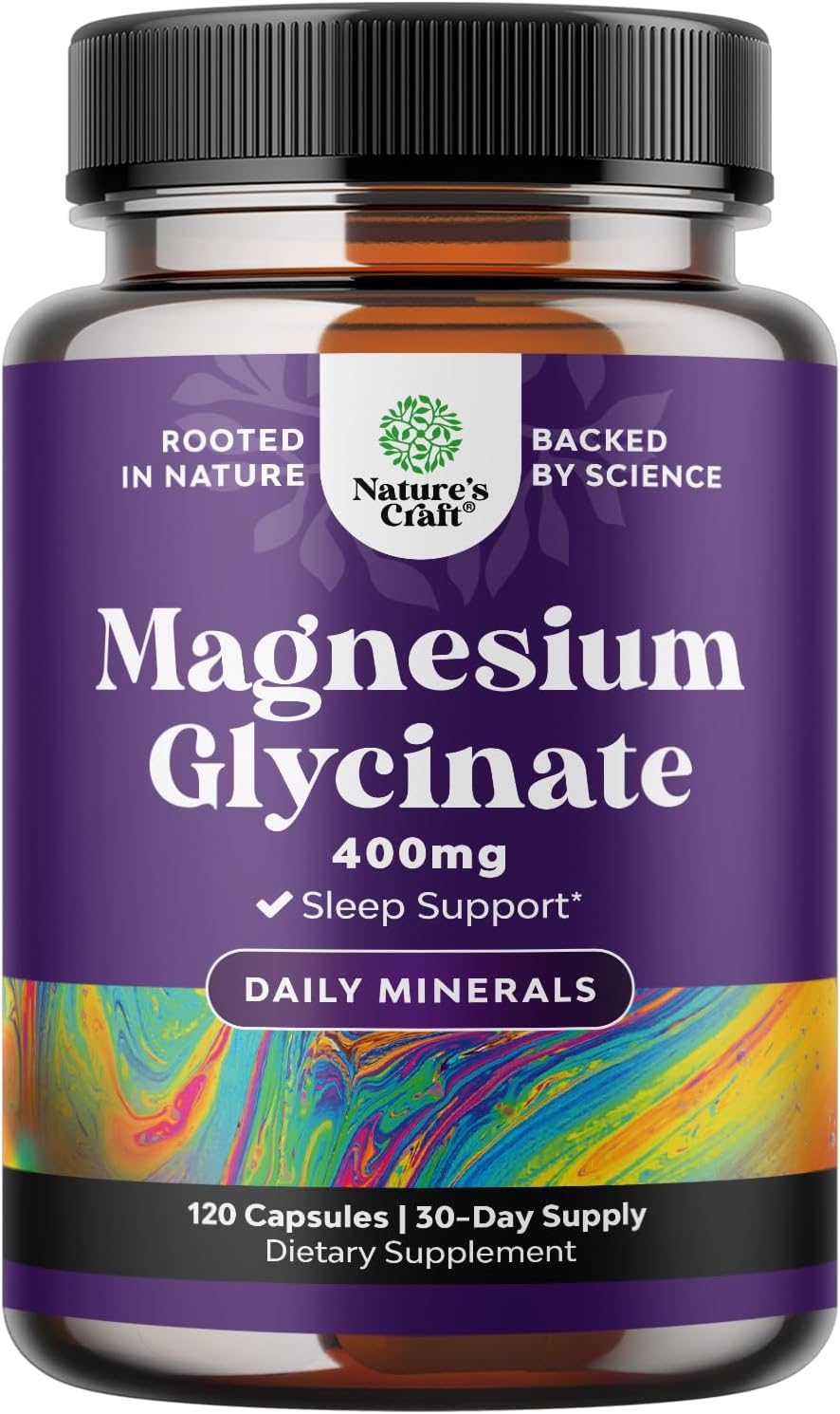 Pure Magnesium Glycinate Supplement 400mg Per Serving - for Women & Men with Elemental 400mg - 120 Count