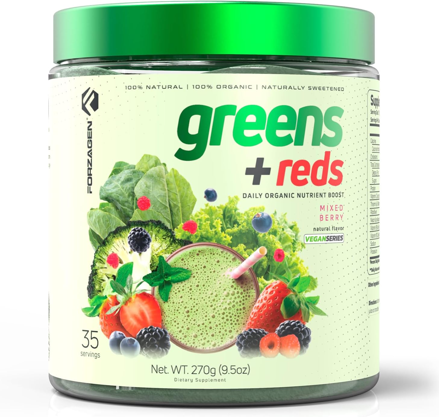 Forzagen Vegan Greens & Reds Superfood Powder - Organic Super Greens Powder