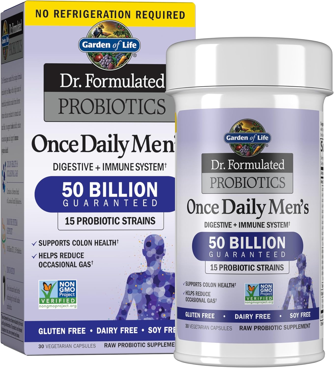Garden of Life Probiotics for Men, Dr Formulated 50 Billion CFU 15 Probiotics for Digestive Health, 30 Capsules