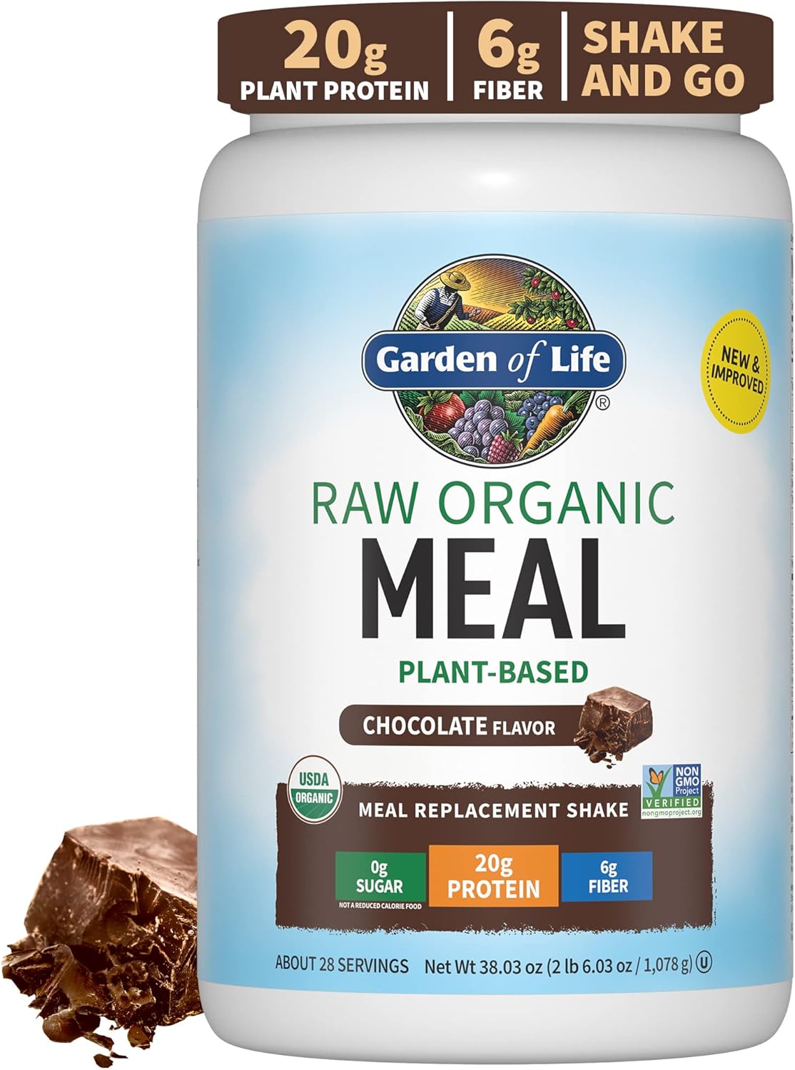 Garden of Life Meal Replacement Shakes, Raw Organic, 28 Servings