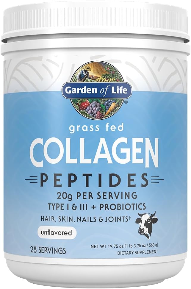 Garden of Life Grass Fed Collagen Peptides Powder Unflavored Collagen Powder for Women & Men, 28 Servings