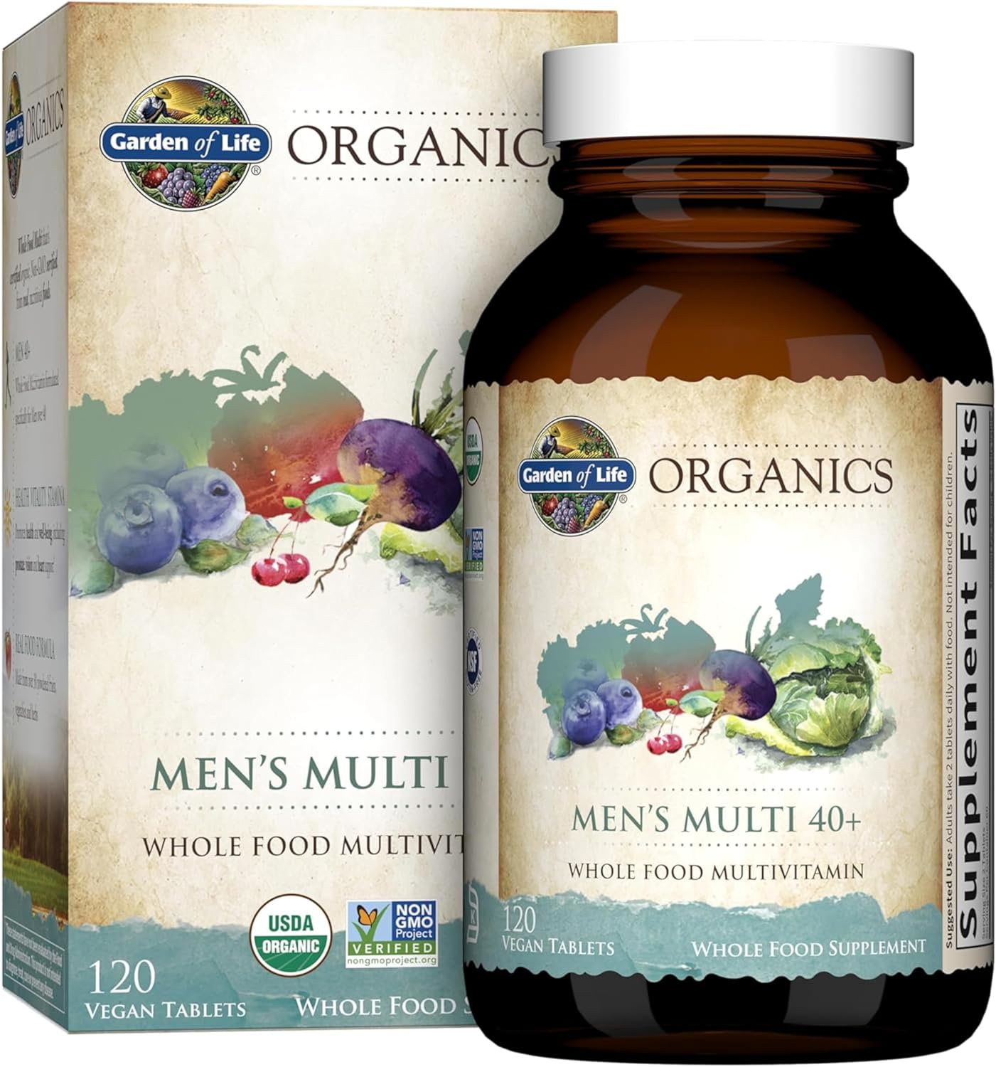 Garden of Life Organics Whole Food Multivitamin for Men 40+ 120 Tablets