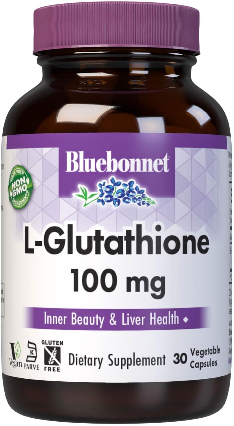 Bluebonnet Nutrition L-Glutathione 100mg 30 Vegetable Capsules, 30 Servings