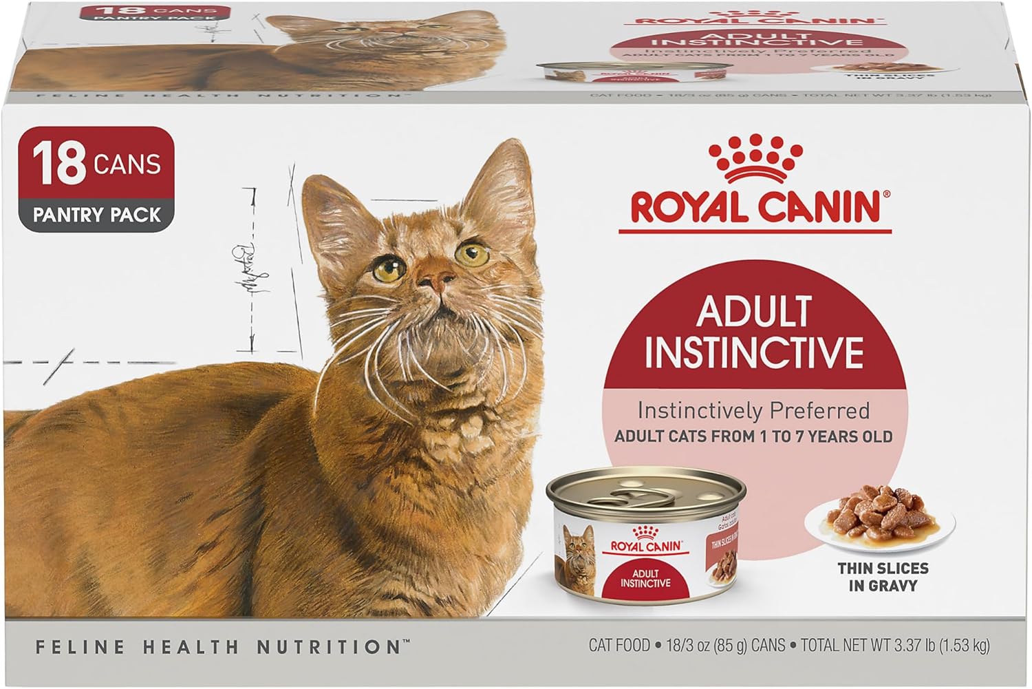 Royal Canin Feline Health Nutrition Adult Instinctive Adult Thin Slices in Gravy Cat Food, 3 oz (Pack of 18)