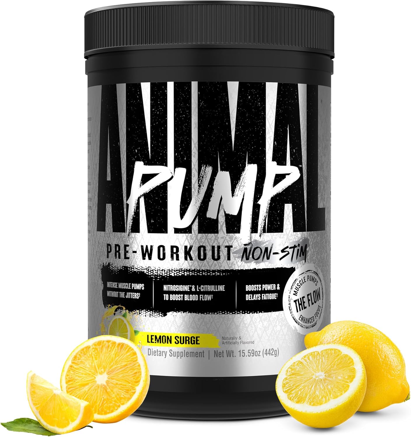 Animal Pump NS Stim-Free Pre Workout Powder for Men & Women , Lemon Surge, 442g