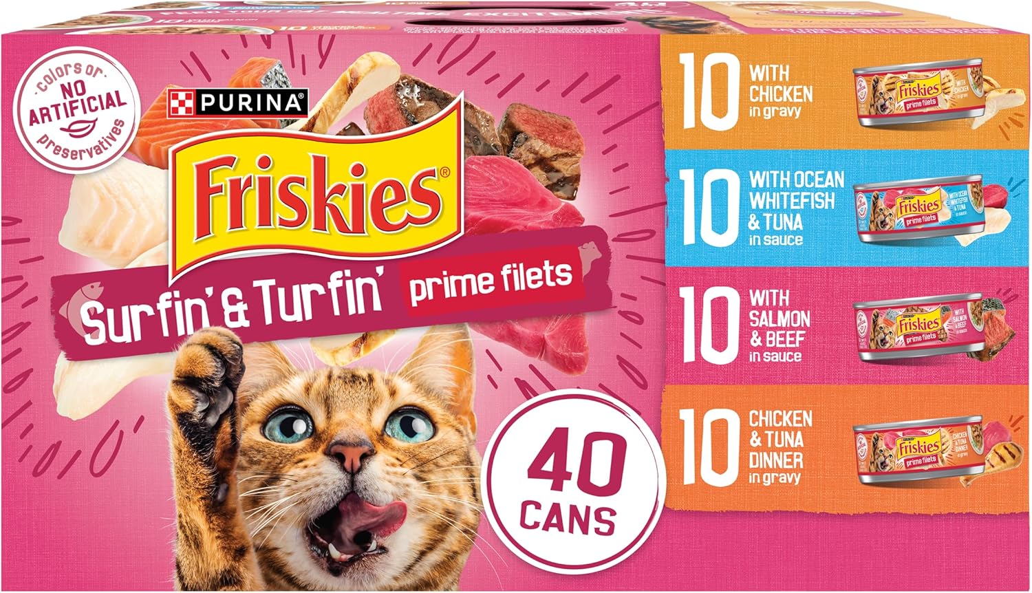 Purina Friskies Gravy Wet Cat Food Variety Pack - (Pack of 40) 5.5 oz. Cans