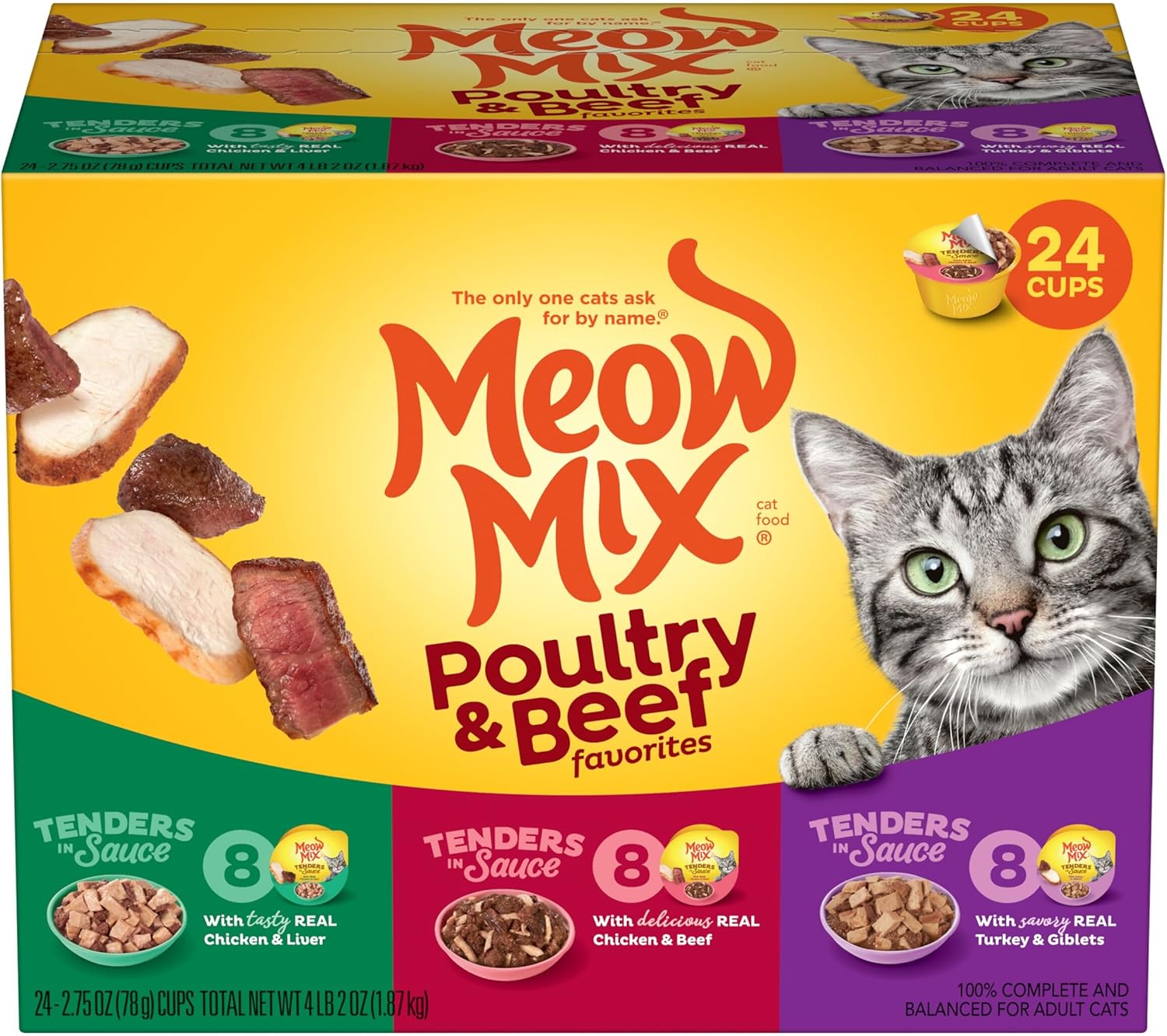 Meow Mix Tenders in Sauce Wet Cat Food 2.75 Ounce Cup (Pack of 24)