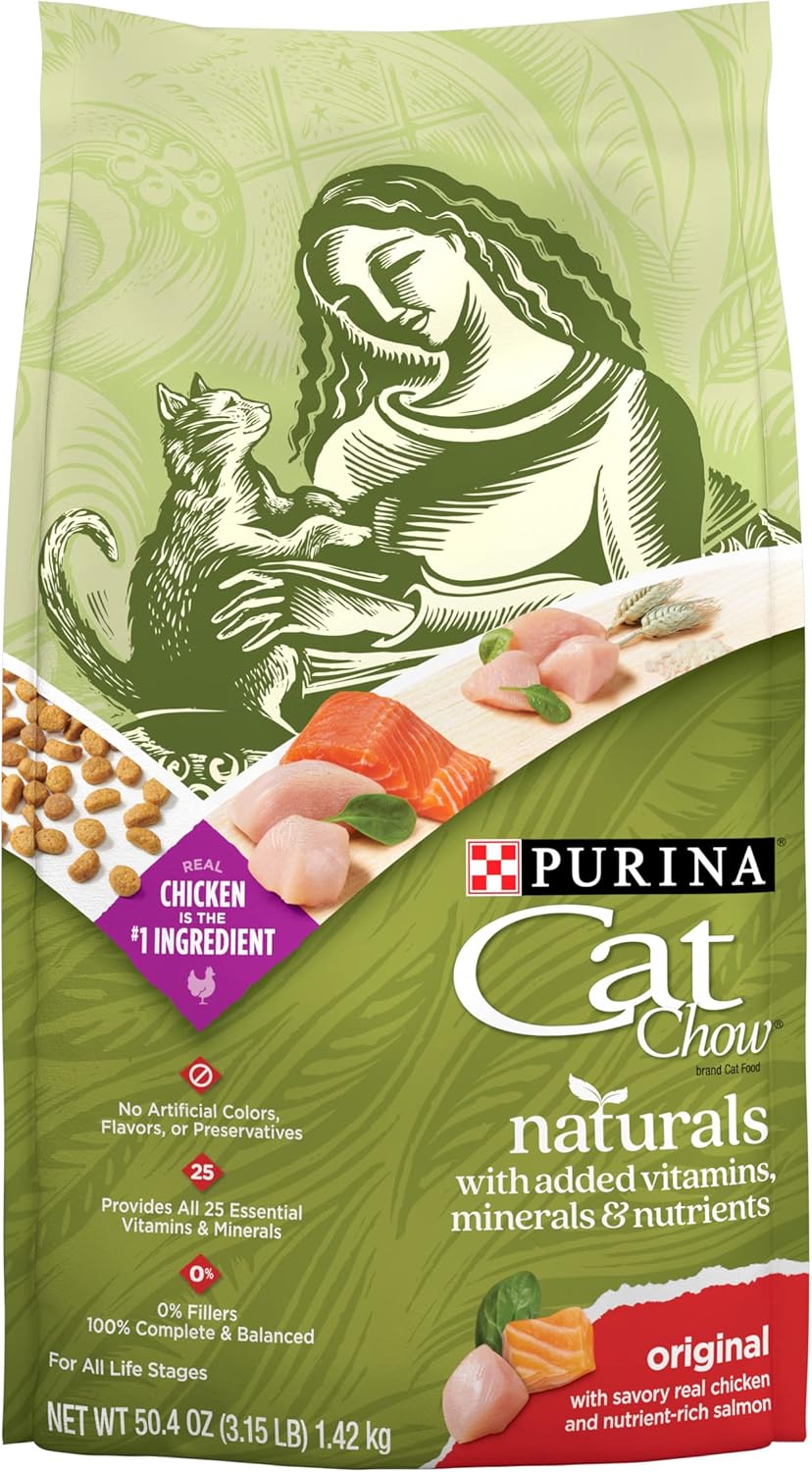 Purina Cat Chow Naturals With Added Vitamins, Minerals and Nutrients - (Pack of 4) 3.15 lb. Bags