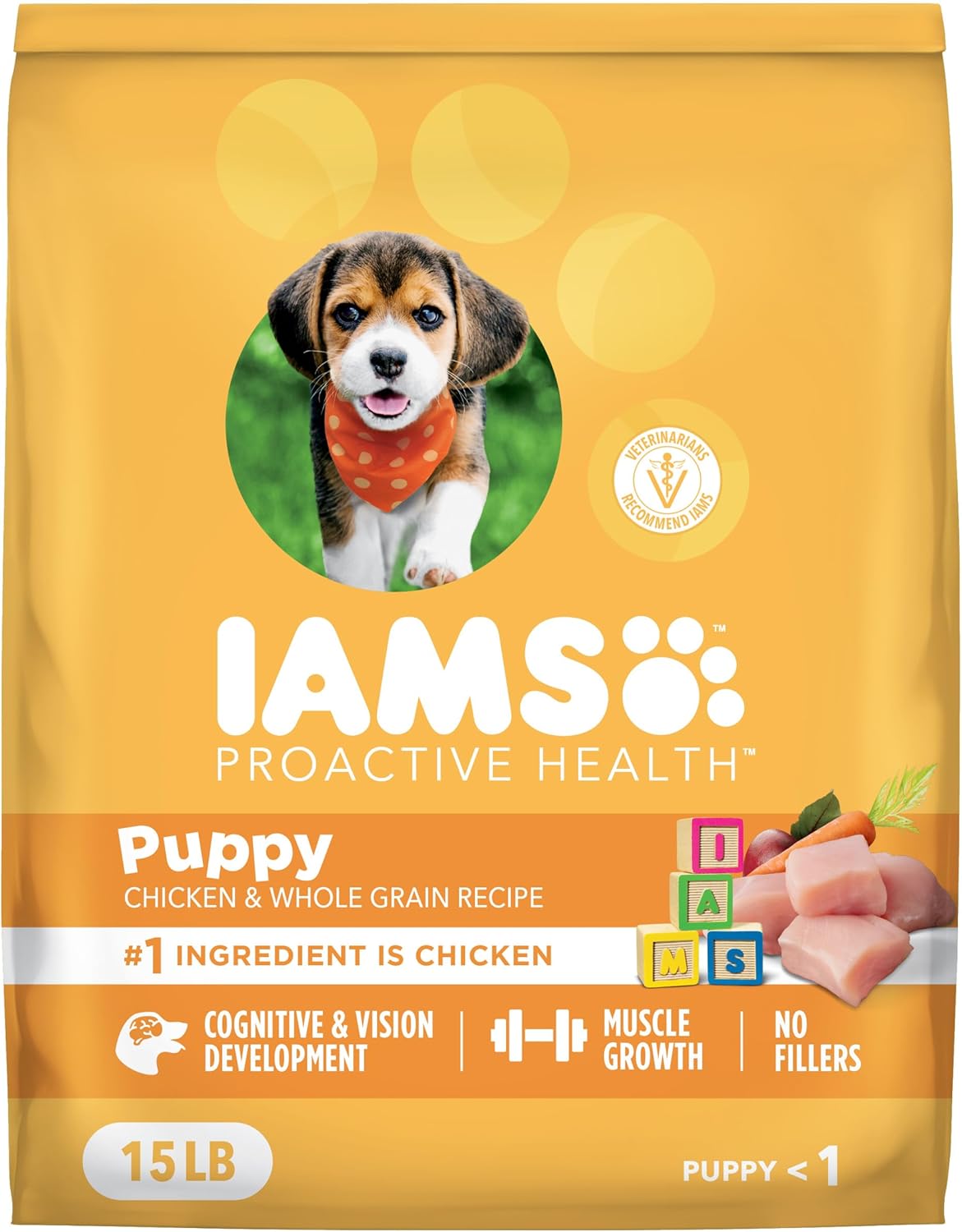 IAMS Proactive Health Puppy Food with Real Chicken, 15 lb. Bag