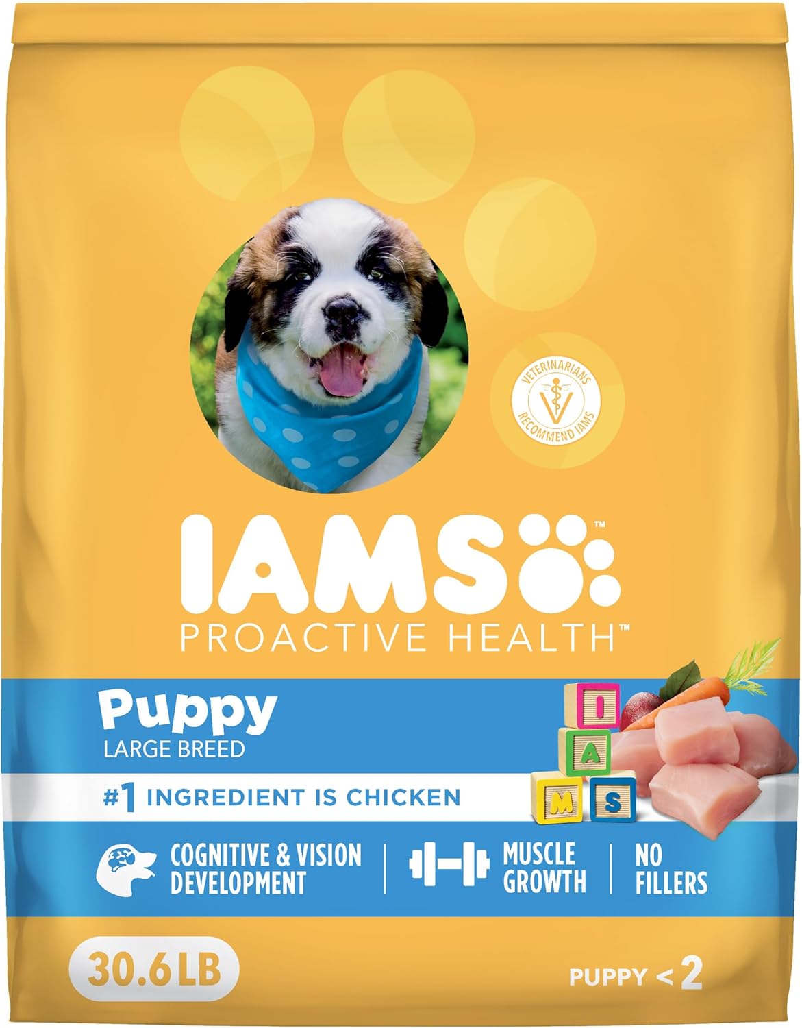 IAMS Proactive Health Large Breed Puppy Food with Real Chicken, 30.6 lb. Bag