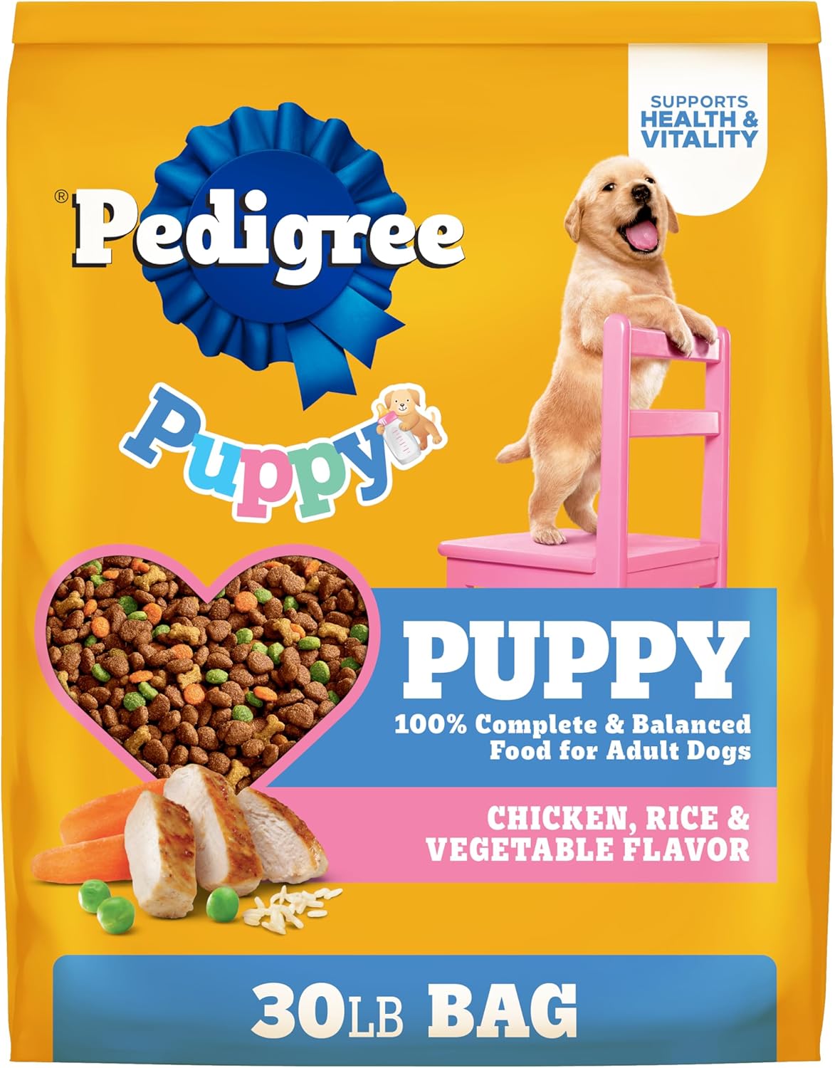 Pedigree Puppy Dry Puppy Food, Chicken, Rice, and Vegetable Flavor, 30 lb. Bag