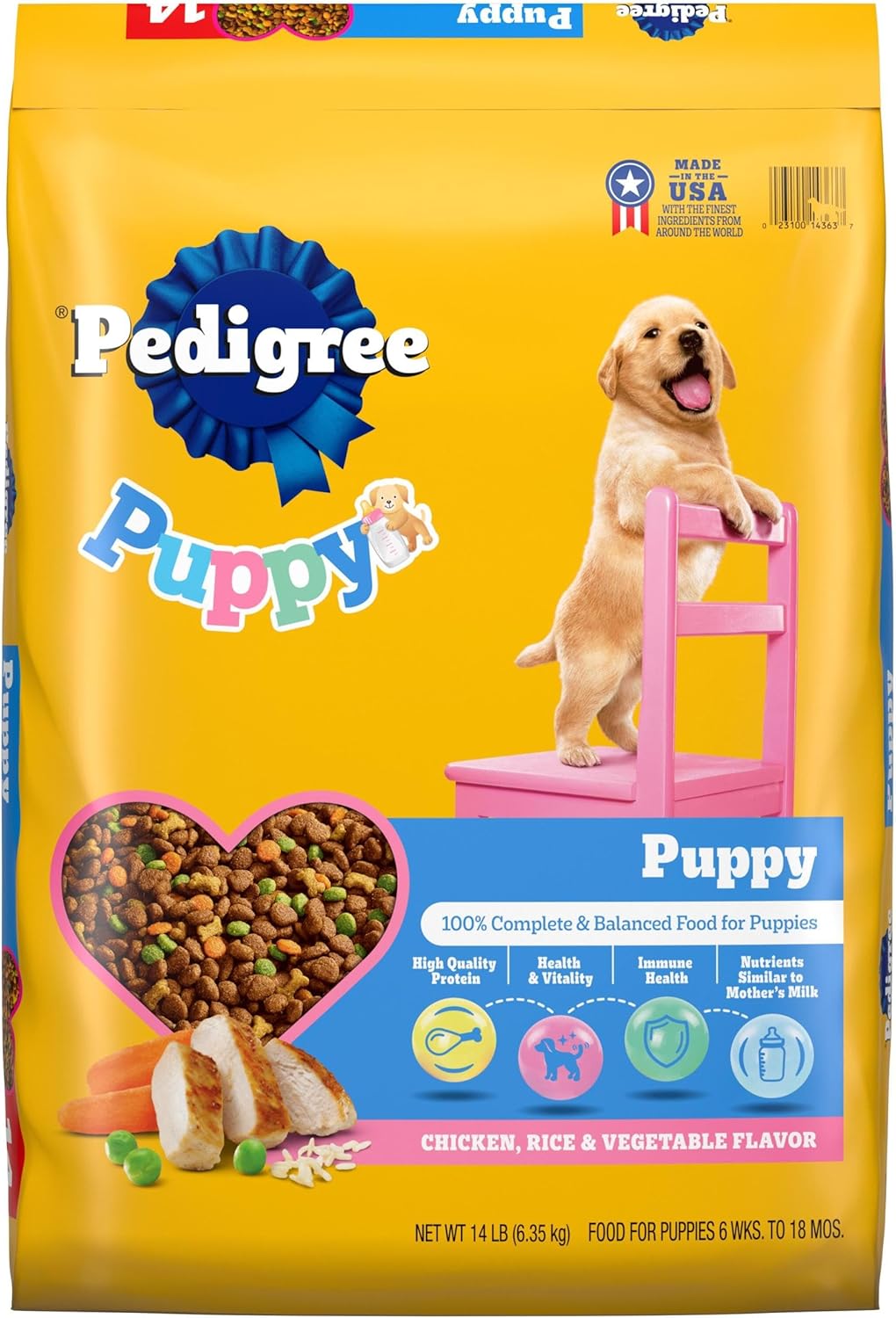 Pedigree Puppy Dry Puppy Food, Chicken, Rice, and Vegetable Flavor, 14 lb. Bag