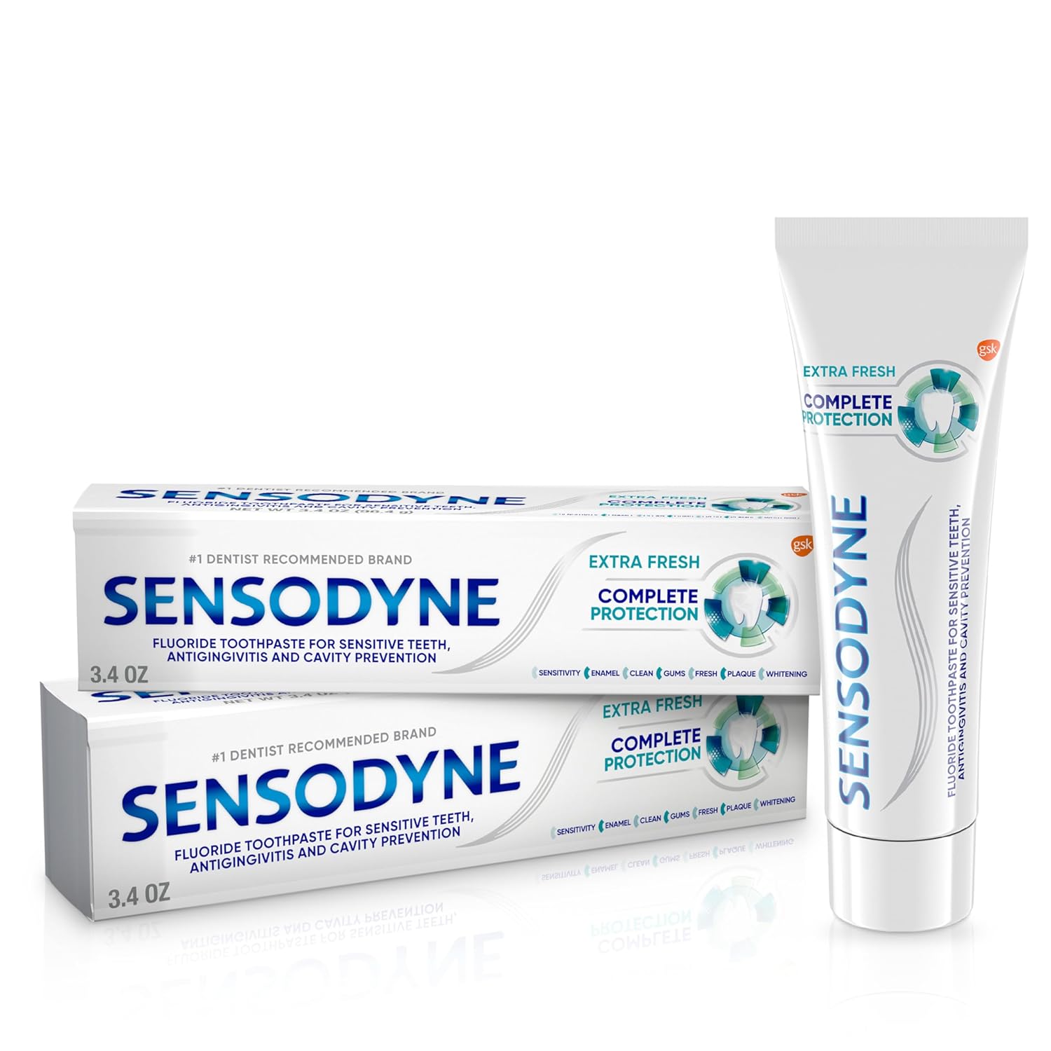 Sensodyne Complete Protection Sensitive Toothpaste For Gingivitis, Sensitive Teeth Treatment, Extra Fresh - 3.4 Ounces (Pack of 2)