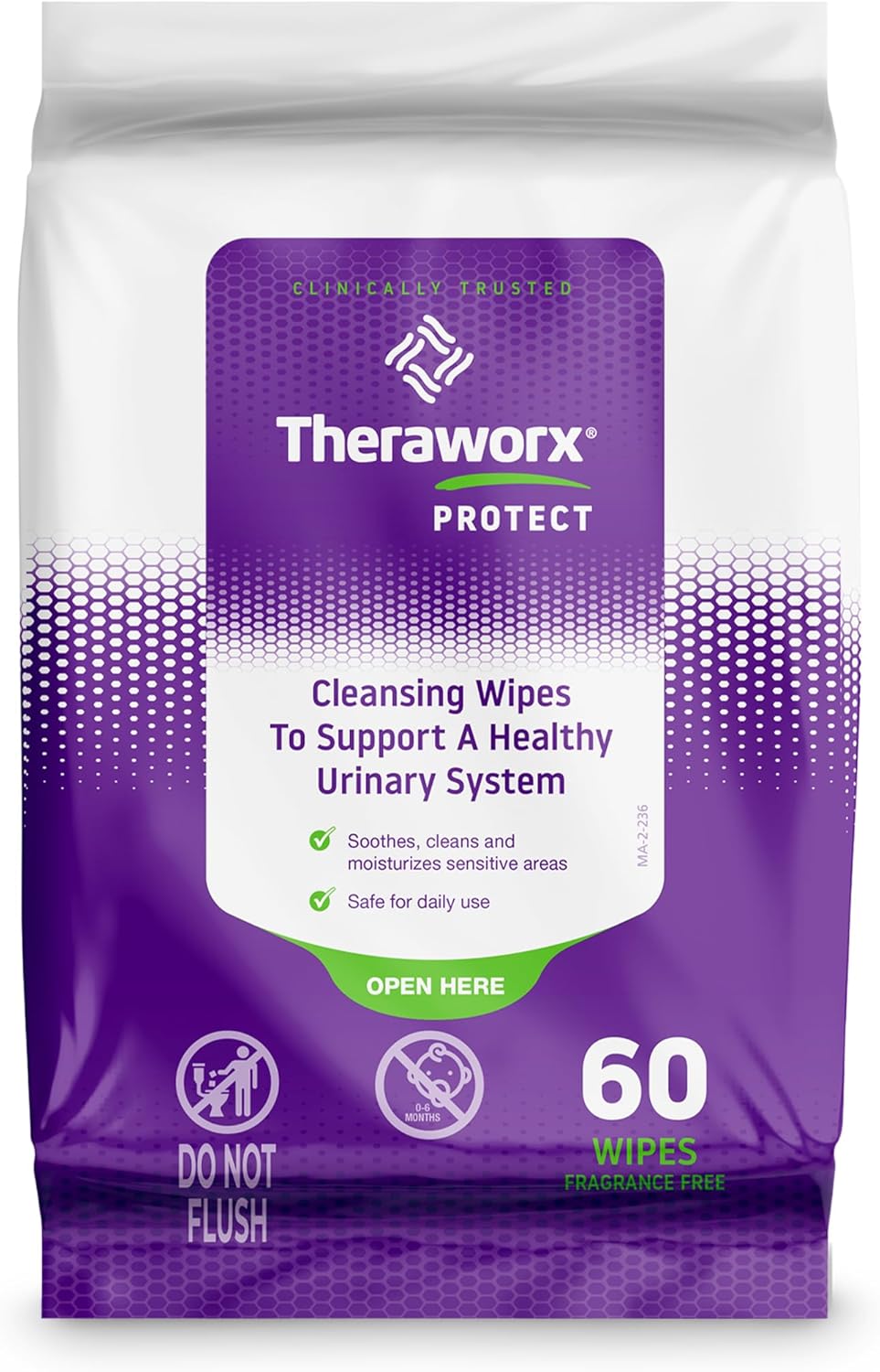 Theraworx Protect 60-Count Cleansing Wipes To Help Support A Healthy Urinary System
