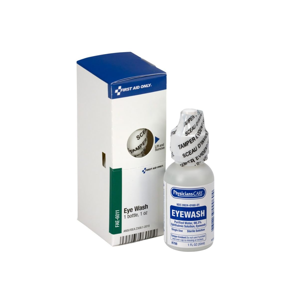 First Aid Only Eye Wash Solution, Sterile Isotonic Buffered Solution for Flushing & Irrigating Eyes, 1-oz Bottle