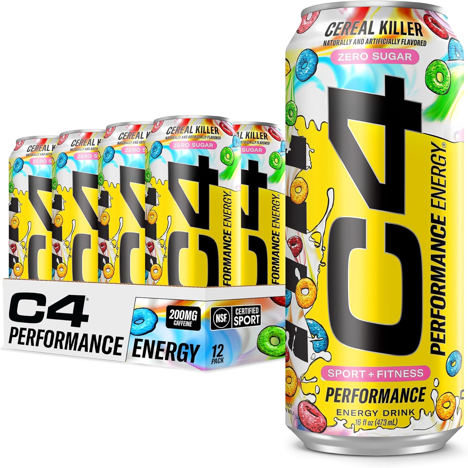 Cellucor C4 Energy Carbonated Zero Sugar Energy Drink, 16 Fl Oz Can (Pack of 12)