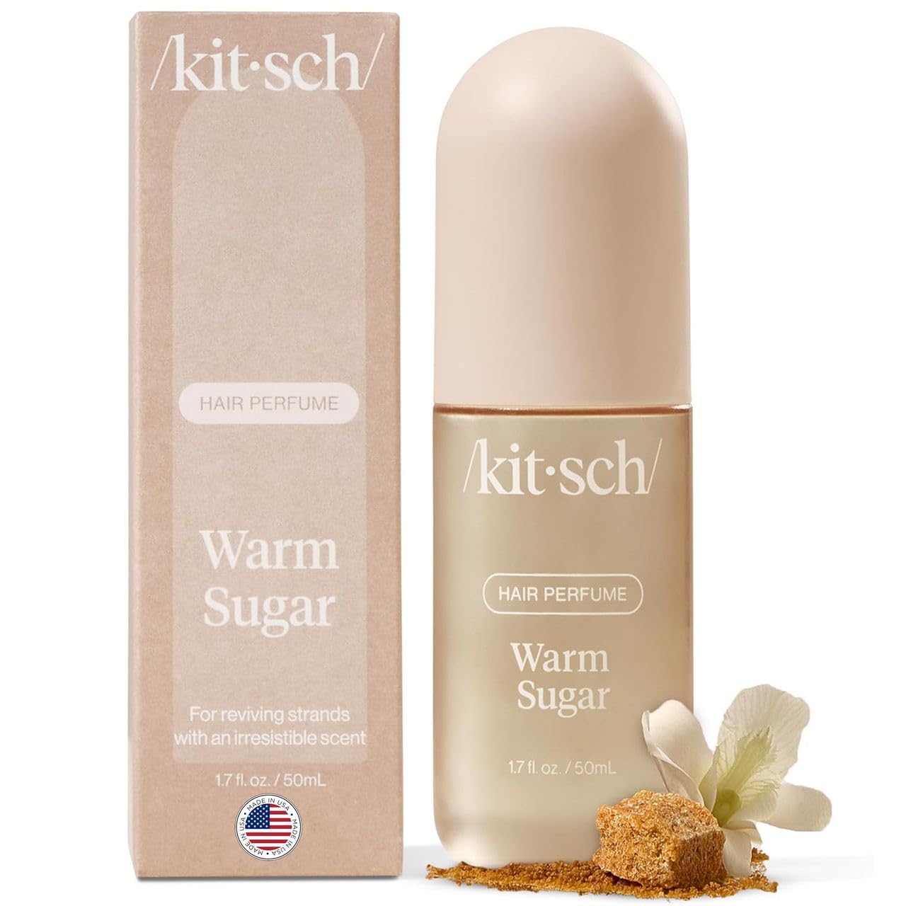 Kitsch Hair Perfume for Women - Warm Sugar | Clean, Deodorizing & Patented Odor-Eliminating Technology Hair Spray & Body Mist - 50mL