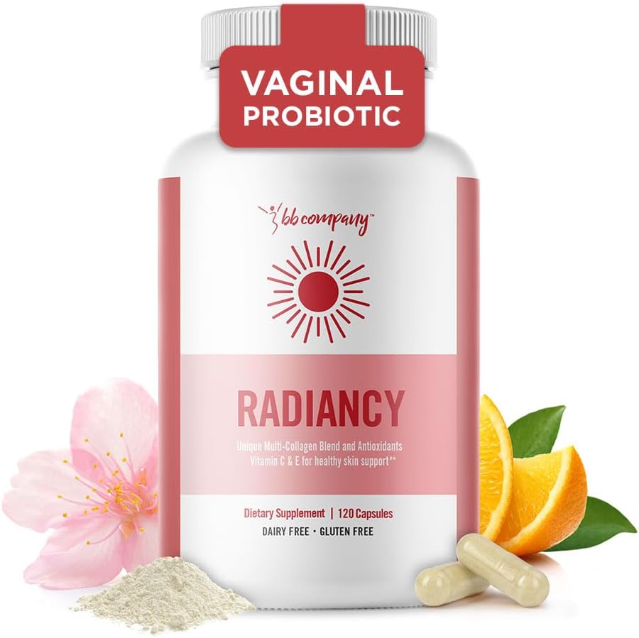 BB Company Radiancy | Vaginal Probiotics for Vaginal Dryness, pH Balance, Probiotics, Vitamin C, Multi Collagen | 120 Ct